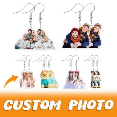 Orecchini personalizzati con foto - Orecchini pendenti in acrilico personalizzati per donna per anniversario, matrimonio, compleanno