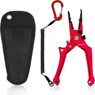Fishing Pliers,Fish Lip Gripper,MultiFunction Fishing Tools, Aluminum,Fishing Line Cutter With Retractable Lanyar...