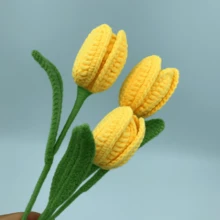 onEternal 手工钩织郁金香花枝永生花针织花家居装饰礼品花束 - 淺黃色 - 查看 7