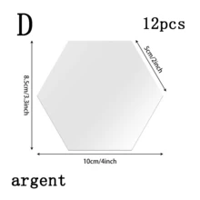 12pcs Hexagon Acrylic Gold Wall Mirror Stickers, Modern Geometric Wall Decor, Easy To Clean, Suitable For Living Room, Bedroom, Home Art Bedroom Living Room Wall Decoration - Multicolor - View 11