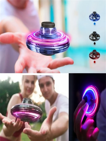 1pc Induction Levitation Smart Spinning Flashing UFO Toy, 2 Play Modes - Fly & Rotate On Desktop, Cool Lights, Indoor/Outdoor Fun, Educational Toy Gift For Boys Girls 3-9 Years Old (Plastic Shell)
