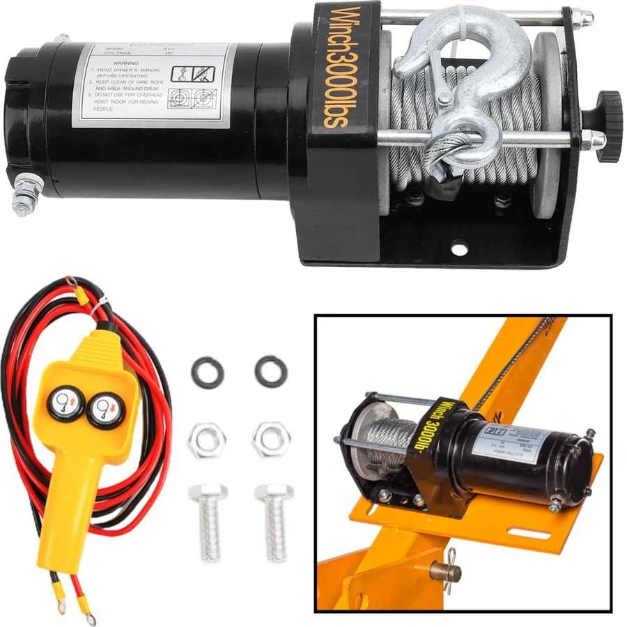 Cabrestante Eléctrico De 3000 Libras 12 V Cable De Acero Para Atv Utv, Remolque, Cabrestante Todoterreno - Negro - Ver 1