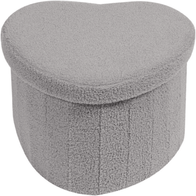 Ottoman,Folding Ottoman Storage Cube,Ottoman Seat,Linen Foot Stool,Heart Shaped Stool,For Lving Room, Boucle Ottom...