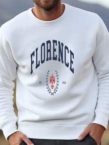 Mens Florence Crewneck Sweatshirt, Italia Pullover, Italian City Souvenir, Travel Gift, Florence Italy Sweater, Unisex Vintage College Style Sweatshirt - 白色 - 查看 1
