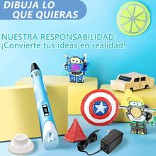 Lápiz de Impresora 3D, Pluma 3D para niños con Visualización LED, Filamento Impresora 3D, Kit Bolígrafo de Impresión 3D para Adolescentes, Adultos y Creadores, Juego de Actividades de Arte Educativo - Azul - Ver 5
