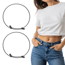 2 piezas Cinturón elástico ajustable - Cinturón de cintura para mujeres, adecuado para suéteres, camisetas y blusas sueltas, sin necesidad de coser para crear un look acortado a la moda - Multicolor - Ver 6