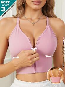 Kit Of Up To 3 Women's Sports Tops For Yoga, Workout, Removable Padding, Gym, Running, Cropped Top, Bra, Sporty Everyday Wear - Nhiều màu - Xem 1