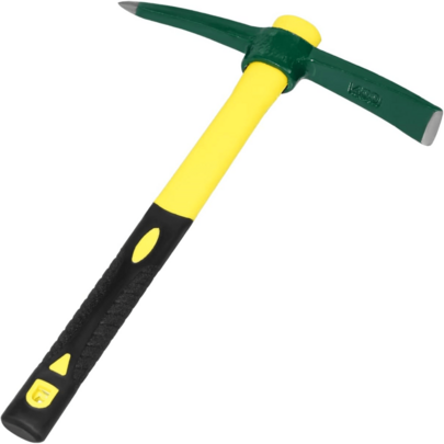 Forged Adze Pick, Weeding Mattock , Pick Axe 15Inch, One Piece Intact Drop Forged, Plastic Coated Fiberglass Ha...