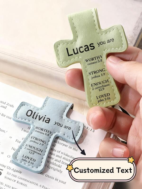 Marcador de libro con forma de cruz, de cuero y magnético, con versículos bíblicos y nombre personalizado. Regalo de /confirmación para amantes de los libros, familia y amigos. Marcador de libro lindo, regalo para amantes de los libros, gran regalo para lectores. Marcador bíblico, marcador de versículo bíblico, marcador cristiano inspirador, regalo para amantes de los libros, regalo de , primera comunión, confirmación