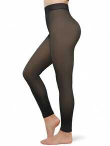 1pc 220g Women's Sexy Sheer Black Tights, Autumn/Winter Fleece Pantyhose For Business & Sexy Look,Plus Size Leggings,Warm Bottoming Pants,Bridal Lingerie(Suitable For 5-15°C) - Black - View 11