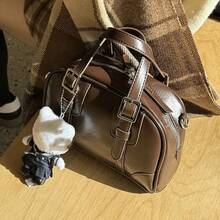 Koreańska torba retro do kręgli PU, koreańska szykowna torebka Boston, torba na ramię, modna, codzienna torba na ramię - Wielokolorowe - Zobacz 9