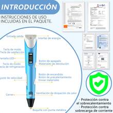 Lápiz de Impresora 3D, Pluma 3D para niños con Visualización LED, Filamento Impresora 3D, Kit Bolígrafo de Impresión 3D para Adolescentes, Adultos y Creadores, Juego de Actividades de Arte Educativo - Azul - Ver 6