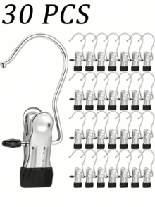 20pcs Premium Stainless Steel Clothes Clip,Adjustable Metal Pants Hanger With Clips, Laundry Clothes Nail With Hook, Portable Hanging Clothes Clip,50/40/30/15/10/5/1pc Wardrobe Organizer, Boot Hangers For Closet, Clips With Hooks, Multi-Function Single Clip Clothes Hanger, Bootleg Clip, For Pants, Hats, Skirts, Socks, Shoes Dress Pants Shoes Boots,Skirt,Spring,Minimalist,Summer Tops - Multicolor - View 26