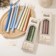 1盒/4支蜡烛，长杆蜡烛，30厘米渐变莫兰迪彩色螺旋蜡烛，浪漫家居烛光晚餐，婚礼蜡烛，家居装饰蜡烛，家居摆件，彩色螺旋照明蜡烛，生日礼物 - 彩色 - 查看 2