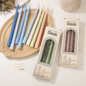 1 Box/4 Candles, Long Stem Candles, 30CM Gradient Morandi Colored Threaded Candles, Romantic Home Candlelight Dinner, Wedding Candles, Home Decoration Candles, Home Ornaments, Colorful Spiral Lighting Candles, Birthday Gifts