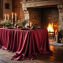 1pc Elegant Dark Green Satin Christmas Tablecloth, Rectangular Washable Reusable Tablecloth With High-Quality Polyester Satin Texture, Suitable For Weddings, Birthdays, Restaurants, Home Gatherings, Outdoor Parties, Christmas Party Table Covers - 墨綠色 - 查看 4