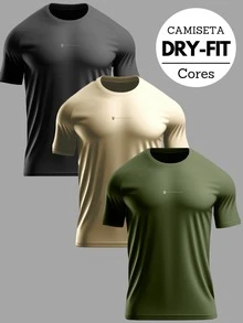 Kit Of 3 Sets: Dry Fit T-Shirt And Elastane Tactel Shorts For Gym Workout - 灰綠米色 - 查看 3