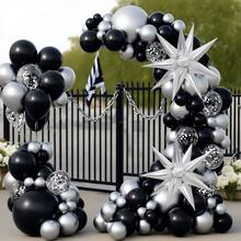 Silver And Black Balloon Garland Arch Kit, Including Black And Silver Balloons, Glitter Balloons, Exploding Star Foil  Balloon, Reusable Birthday Party Decorations - Multicolor - View 1
