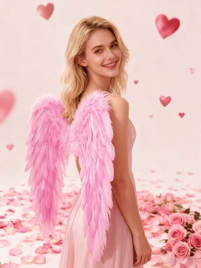 1 pieza Accesorio de disfraz de alas de ángel románticas y soñadoras, disponible en múltiples tamaños y colores, diseño sexy sin espalda, adecuado para actuaciones en el escenario, disfraces de fiesta, suministros para fiestas de Navidad, accesorio de disfraz de alas hechas a mano, accesorio de alas artificiales, complemento para cita de San Valentín, complemento de disfraz con tema romántico de San Valentín