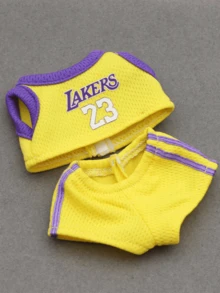 The Monsters Labubu Lakers Yellow No.23 Jersey & Shorts Doll Clothes Set, Kawaii Sports Outfit, Bold Reverse Color Design, Hot Fan/Collector Item, Viral Display/Gifting Pick, Authentic Sports Style, Basketball Season Essential, Team Spirit Statement, Stylish Out Out Doll Statement