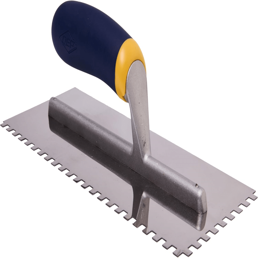 6mm Stainless Steel Square Notch Trowel, 280mm X 115mm, Rustproof Blade, 230mm DieCast Shank, 9 Rivet, Ergonom...