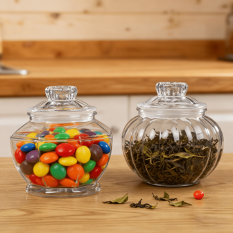 2pcs Octagonal Or Lantern-Shaped Transparent Plastic Candy & Cookie Jar With Flip-Top Lid - Reusable, Sealed Food Storage Jar, Airtight Container For Kitchen, Bar, Wedding, Home Organization, Decoration, Kitchen Storage Solution