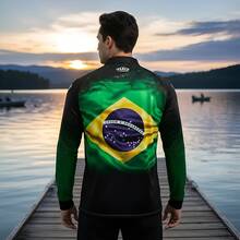 Camisa Camiseta Blusa Agro Brasil Deus Pátria Família Com Proteção Uv50 - Verde e Amarelo - Visão 4