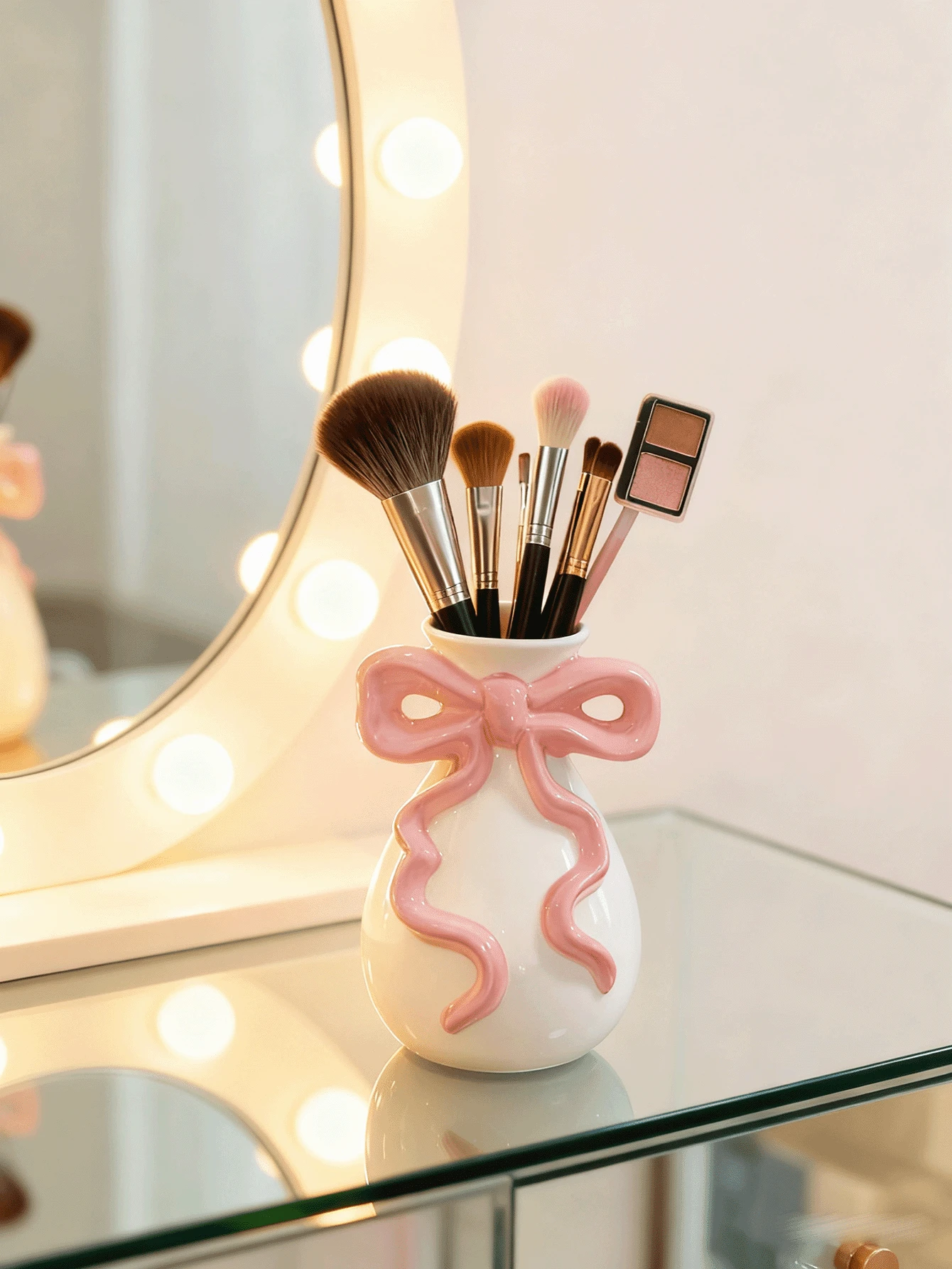 1pc Elegant Bow Makeup Storage Box, Suitable For Home Decor, Bedroom Decor, Office & Student Supplies, Can Be Used For Storage, Wedding Decor, Home Decor, Jewelry Storage, Party Decor, Great Gift - Multicolor - View 1