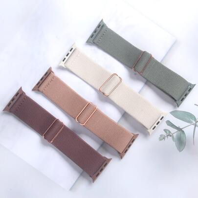 4 piezas Correa de reloj para mujer y hombre, Nylon elástico y transpirable compatible con Apple Watch de 49mm, 46mm, 45mm, 44mm, 42mm, 41mm, 40mm, 38mm, Ultra3 Series11 10 9 8 7 6 5 4 3 2 1, 18mm 20mm 22mm Liberación rápida universal Correa de nylon elástica compatible con Samsung Galaxy Watch7 6 5 4 6Classic 4Classic, Suave compatible con Amazfit Watch/Garmin Watch/Hua Wei Watch GT6/Xiao Mi Watch