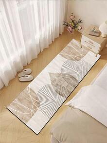 1 件米色几何线条拼布图案，简约时尚风格，约 3 毫米厚吸水厨房垫/地毯套装，可水洗，适用于厨房、浴室、入口、洗衣房、书房、客厅、卧室、走廊 - 彩色 - 查看 7