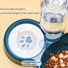 New Non-Slip Cat Bowl With Slanted Mouth, Domestic Style, Automatic, Protects The Cervical Spine And... - 藏蓝色 - 查看 3
