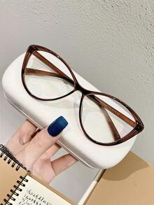 1 Pair Women's Modern Cat Eye Big Frame Computer Glasses – Eye Protection For Daily Computer Use | Perfect For Back To School, Fall & Christmas, Ideal For Personal Use & Gifting, Great For Self-Use And Gifting - 冷棕色 - 查看 4