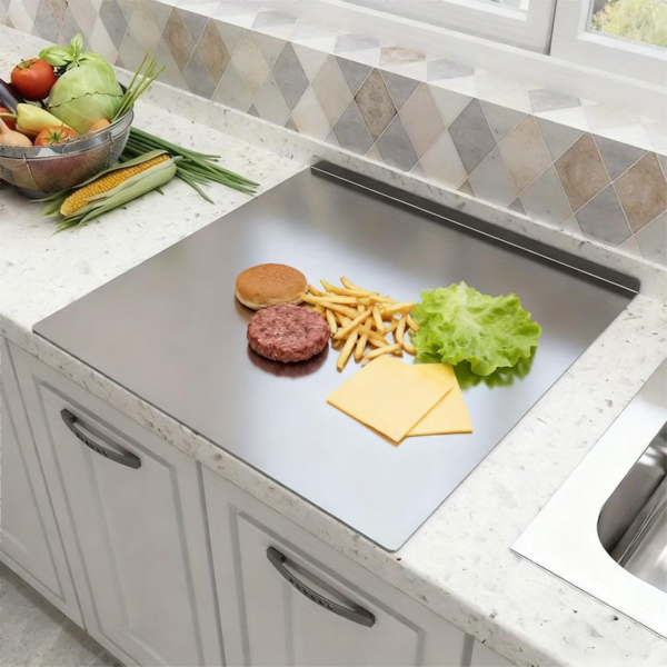 304 Stainless Steel Kitchen Cutting Board Set, Double-Sided Rustproof Chopping Boards With Noise-Reducing Design, Non-Slip Base For Meat & Vegetables