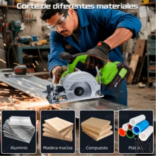 Sierra Circular Eléctrica Inalámbrica Para Madera Marmol Pvc - Negro - Ver 2