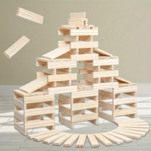 100pcs Creative Wooden Shaped Building Blocks, Hand-Eye Coordination Educational Toy, Parent-Child Interactive Stacking Puzzle Game, Birthday/Christmas Gift - Multicolor - View 10