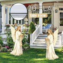 2D Flat Set Of 2 Christmas Party Angel-Themed Decorations, Angel-Shaped Outdoor Holiday Plastic Decorations For Garden Stakes, Outdoor Merry Christmas Yard Decorations, Holiday Yard Decorations, Christmas Lawn Decorations - Multicolor - View 7