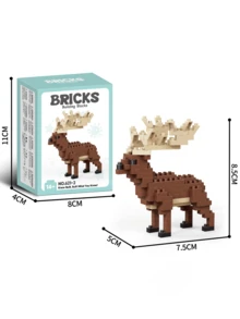 1776pcs Funny Cartoon Animal Building Blocks Set, Giraffe/Zebra/Deer/Antelope/Camel/Cow/Alpaca, Creative Educational DIY Model, Mini Assembly Blocks, Home Decor, Desk Ornament, Halloween/Christmas/Birthday Gift - Multicolor - View 21