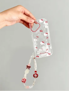 Ốp lưng iPhone Hello Kitty Cherry dễ thương + Bộ vòng tay đính hạt, Ốp lưng trong suốt Kawaii, Phụ kiện thời trang 2 trong 1, Tương thích với iPhone, Quà tặng cho thanh thiếu niên, Nữ, Sử dụng hàng ngày/Du lịch/Đi học, Vòng tay có thể tháo rời để đeo hàng ngày, Phụ kiện điện thoại & thời trang dùng được trên mạng xã hội, Hoàn hảo để chụp ảnh tự sướng, Đạo cụ chụp ảnh, Lý tưởng cho sinh nhật, Giáng sinh, Bộ sưu tập Kawaii không thể thiếu - Ốp lưng điện thoại Hello Kitty Cherry Apple - Xem 3