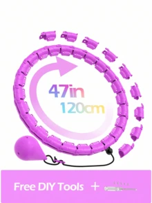 JLoibao 47英寸/120厘米成人减肥运动，适合女性和初学者，包括24个可拆卸链接和DIY空球（紫色） - 紫色 - 查看 5