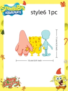 SpongeBob SquarePants 1张海绵宝宝抓屁股卡通车贴，可定制，创意十足，适用于电动自行车，刮擦式车窗装饰贴纸；海绵宝宝车贴，派大星捏屁股，趣味十足，适用于电动摩托车，汽车玻璃装饰 - 彩色 - 查看 14