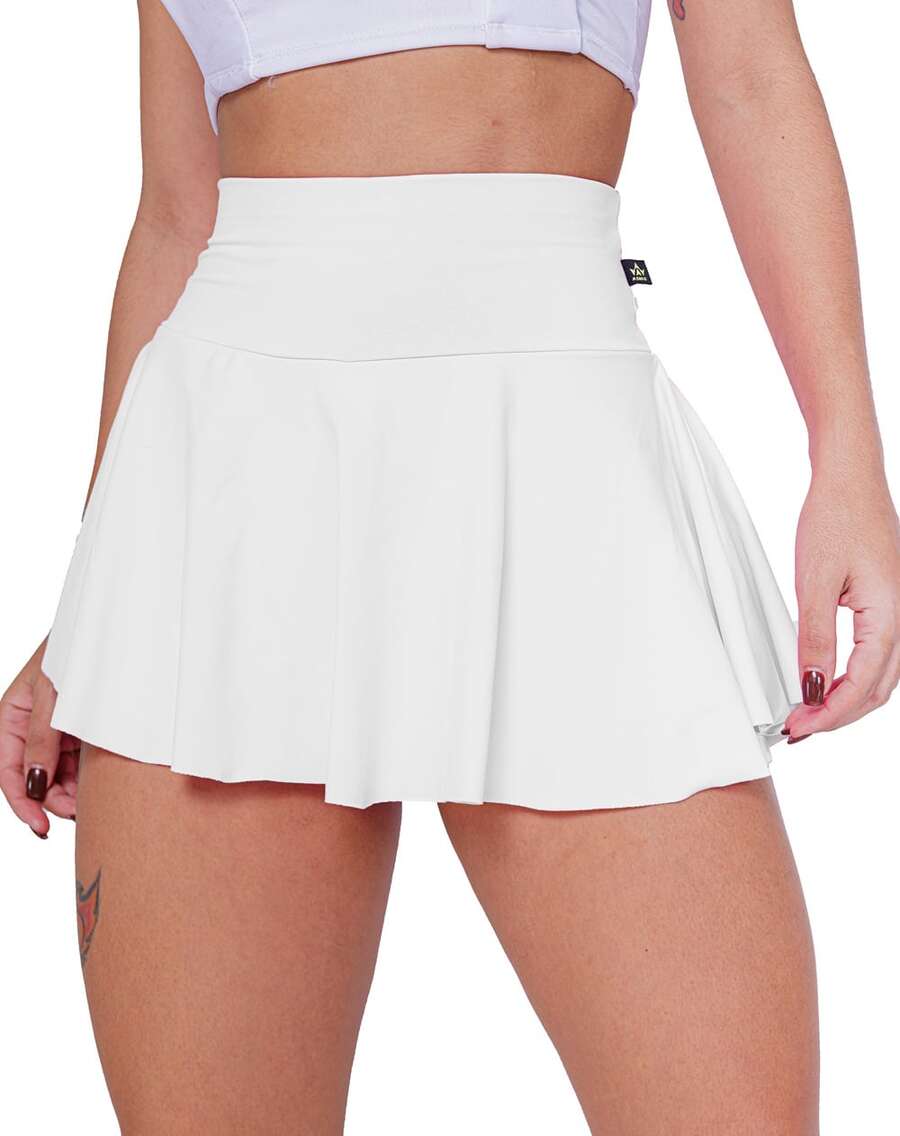 High-Quality Ruffled Shorts Skirt. Comfort Is Key. High Waist. - White - View 1
