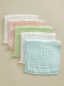 5条装Oeko-Tex认证柔软彩色婴儿毛巾，适合儿童日常用作面巾、围兜或婴儿毯。