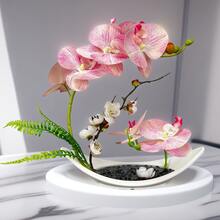 仿真蝴蝶兰盆栽室内摆件永生花盆栽假兰花盆栽兰花盆栽摆件花艺客厅桌面家居酒店办公室饭店室内摆件免维护 - 彩色 - 查看 10