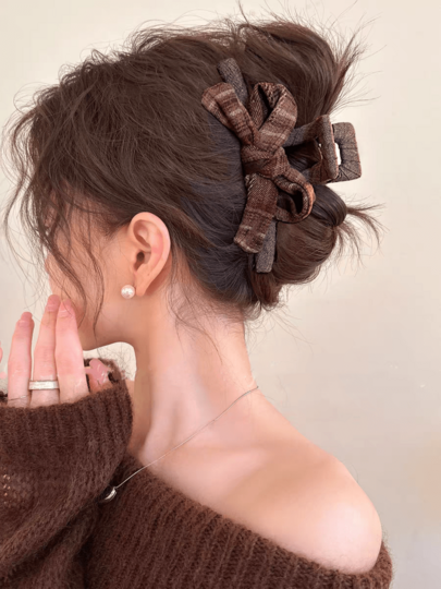 Women's Fashionable & Elegant Bow Decor Hair Claw Hair Clips Winter Hair Accessories Elegant Claw Clips Summer Outfits,Festival,Party