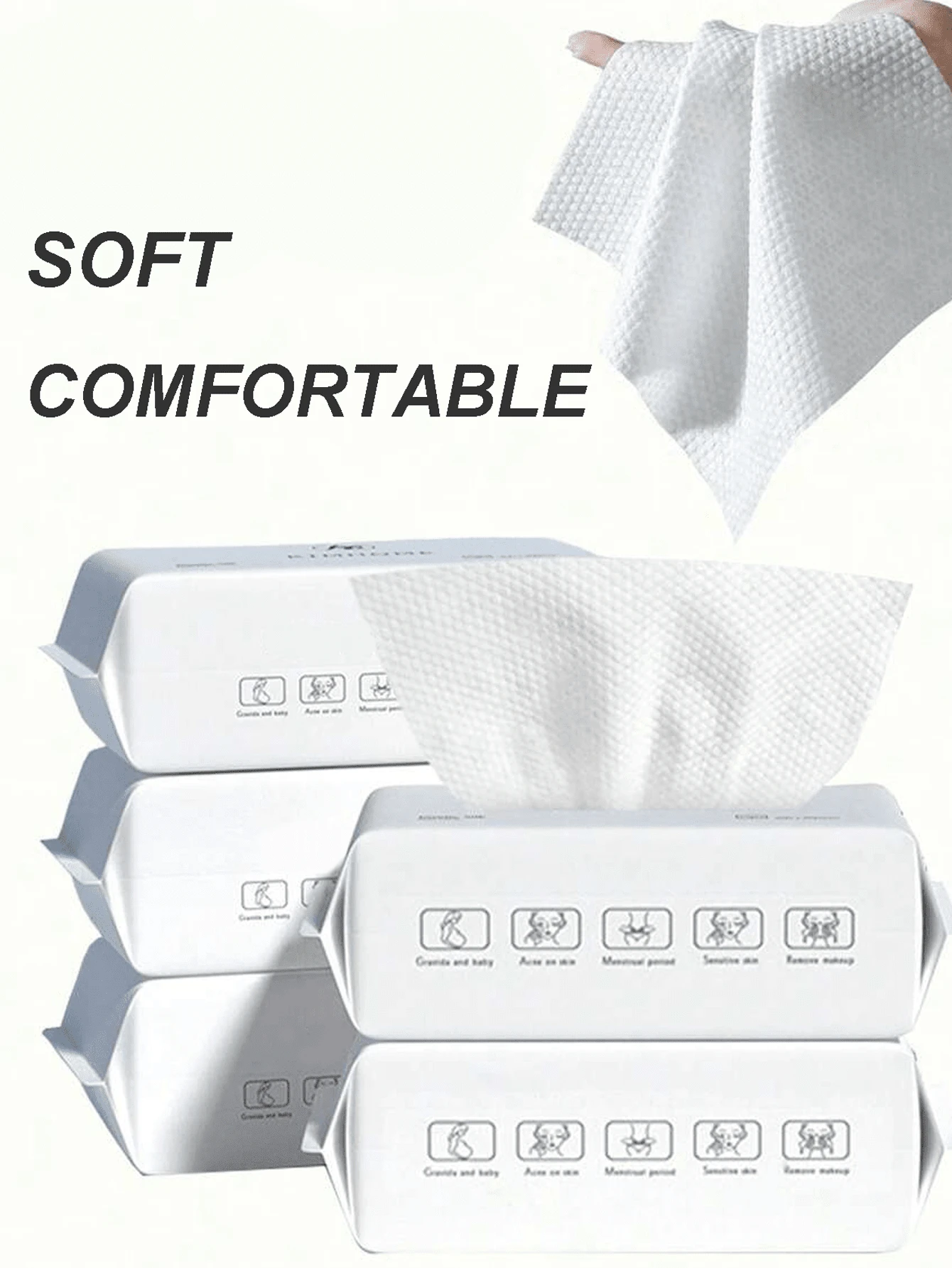 1 عبوة مناديل وجه قابلة للتخلص منها، مناديل تنظيف المكياج الناعمة، مناديل تنظيف جافة ورطبة، قماش غير منسوج جاف ورطب، مناديل تنظيف للبشرة الحساسة، اكسسوارات إزالة المكياج والعناية بالبشرة، مستلزمات يومية، هدية مثالية للعائلة - لا نمط - مشاهدة 1