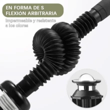 CASALIVA Kit de cespol para lavabo de baño, Desagüe anti olores para fregadero, De fácil instalación, previene obstrucciones y malos olores para uso en cocina y baño - Negro - Ver 6
