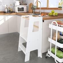 Velacasa Kids Standing Tower, Child Kitchen Step Stool Toddler Wood Stepping Stool - Children's Montessori Stool - Adjustable Height, Ideal Kids Kitchen Step Stool For Learning New Skills, White 16.45"D X 17.63"W X 35.82"H - mặc định - Xem 4