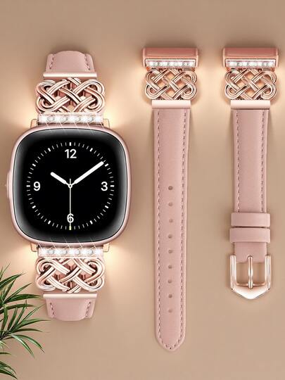 Celtic Knot Leather Band Compatible Fitbit Versa 4/Versa 3/Sense 2/Sense - Premium Luxury Replacement Strap Accessories - Women's Cute Thin Breathable Comfortable Watch Band - Elegant Simple Fashionable Multi-Color - Perfect For Business/Office/Dating/Wedding/Party/Daily Wear - Best Gift For Her