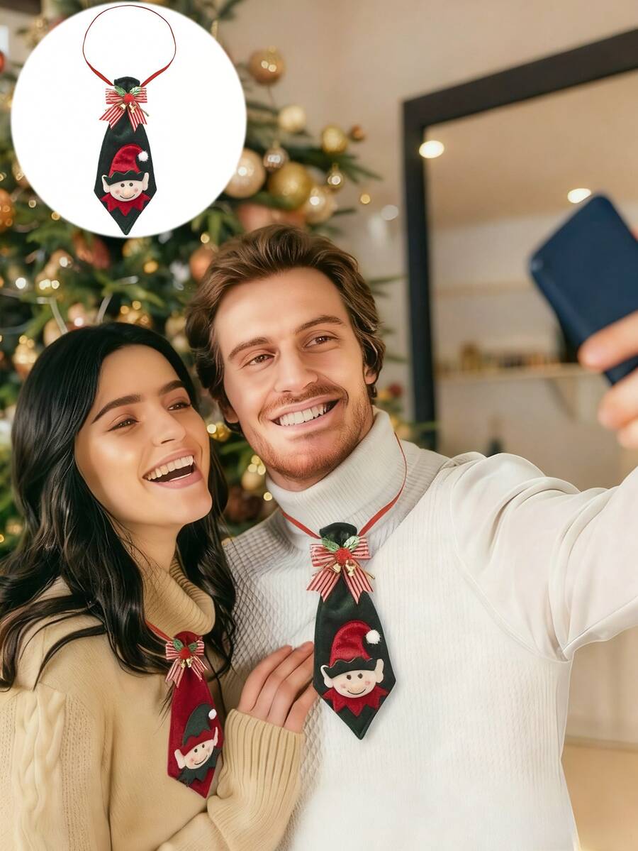 1pc, Christmas Fairy Bow Tie Decoration, Christmas Doll Decoration Tie, Fairy Bow Tie Pendant, Shop Window Doll Decoration Accessory, Car Cab Hanging Decoration, Christmas Tree Hanging Decoration Bow Tie. Christmas Decorations Winter Room Decor