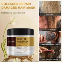 EELHOE 100g Collagen Hair Mask - Intensive Moisturizing Care, Suitable For Dry, Curly Hair, Soft, Fluffy, Silky And Easy To Style, Scalp Care, Unisex, Suitable For All Hair Types - White - View 2